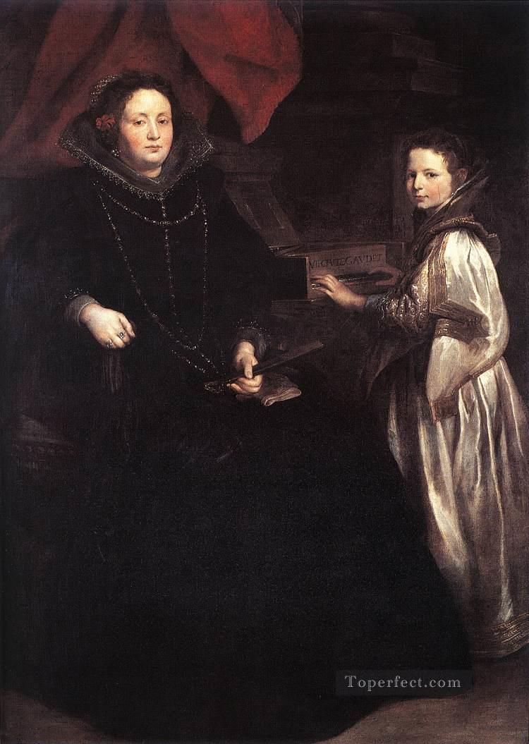 Portrait of Porzia Imperiale and Her Daughter Baroque court painter Anthony van Dyck Oil Paintings